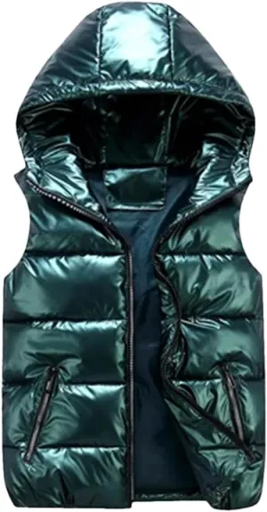 REHJJDFD Men's Sleeveless Jackets Vest Male Cotton-Padded Hooded Coats Casual Thick Waistcoats