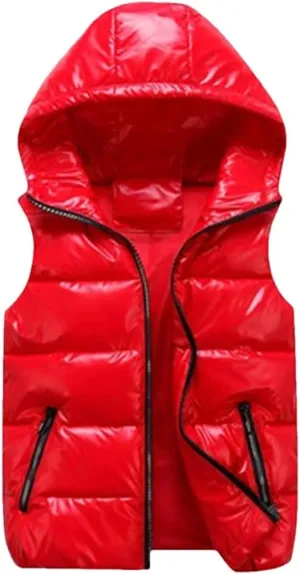 REHJJDFD Men's Sleeveless Jackets Vest Male Cotton-Padded Hooded Coats Casual Thick Waistcoats