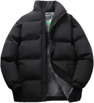 Rfmfkkg Men Puffer Jacket Thick Warm Winter Jackets Hooded Coat Cotton Padded Jacket Casual
