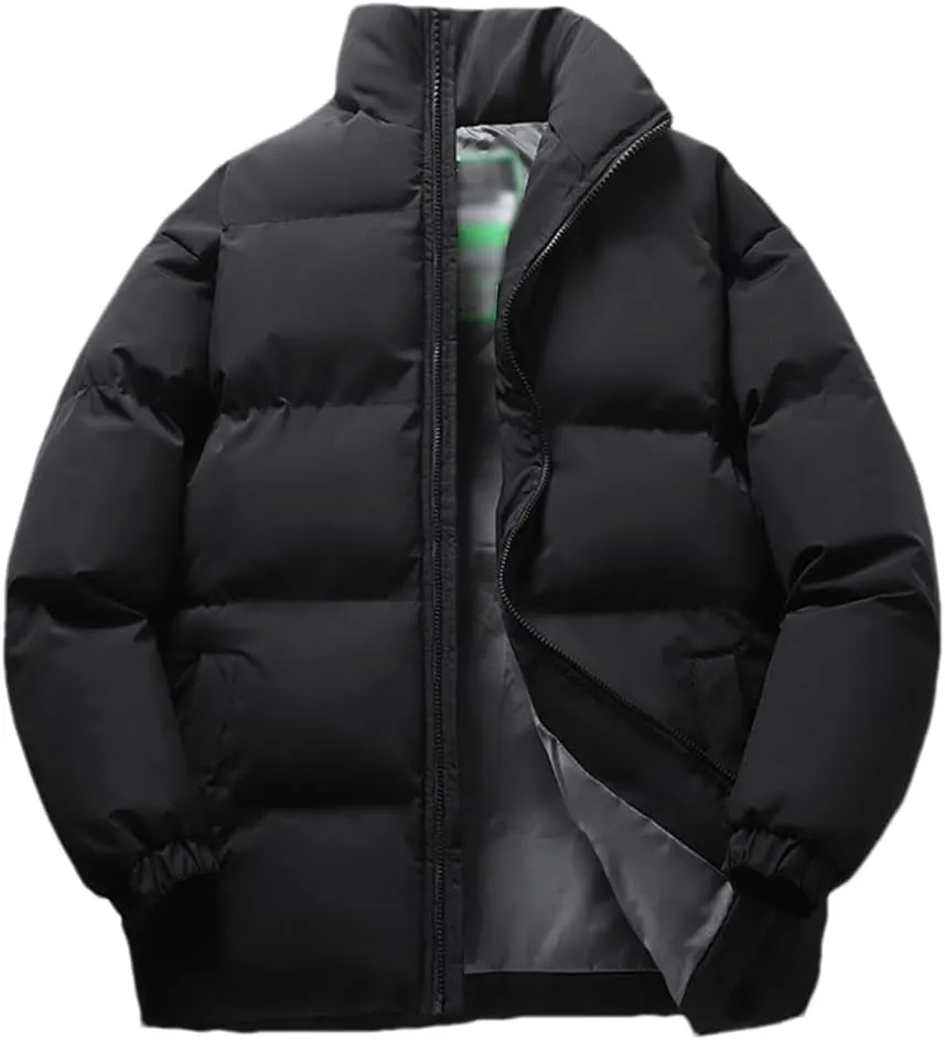 Rfmfkkg Men Puffer Jacket Thick Warm Winter Jackets Hooded Coat Cotton Padded Jacket Casual