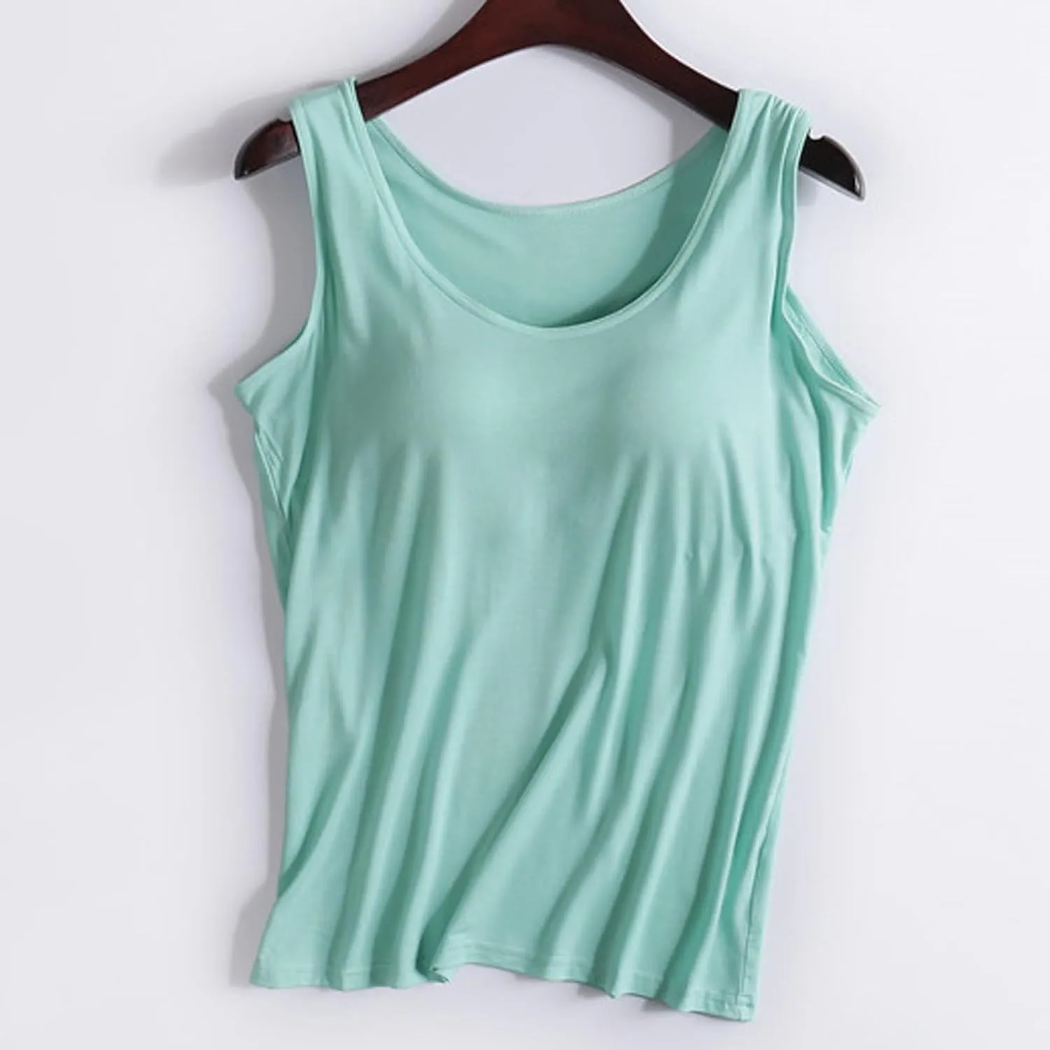 Summer Pajamas for Women's with Built in Bras Modal Solid Basic Soft Camisole Sexy Lounge Tops Yoga Athletic Tops