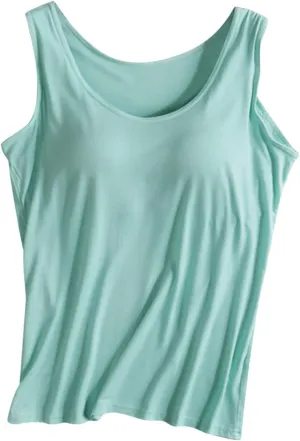 Summer Pajamas for Women's with Built in Bras Modal Solid Basic Soft Camisole Sexy Lounge Tops Yoga Athletic Tops