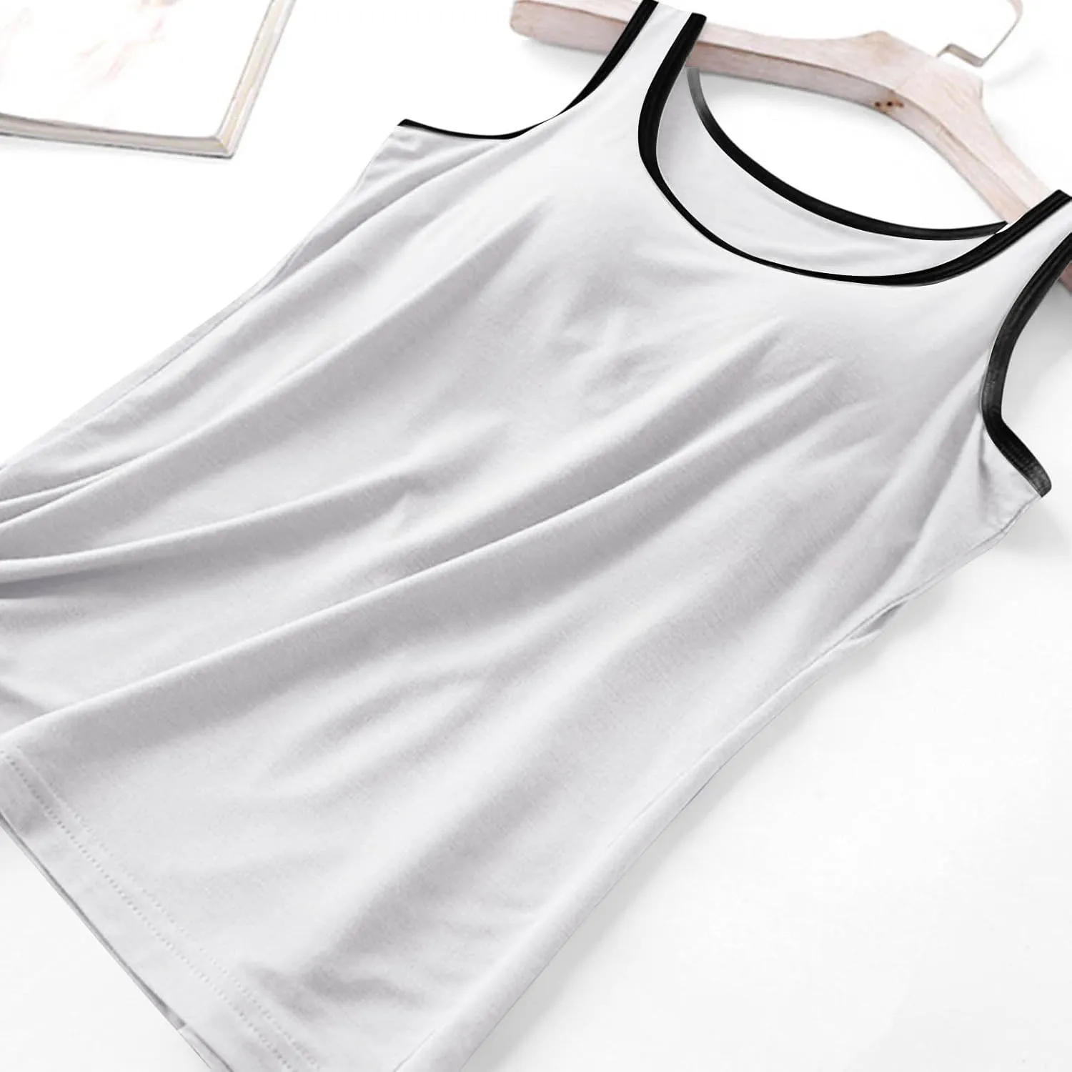 Tank Top with Built in Bra for Women Sleeveless Workout Tops Shelf Bra Tank Tops Soft Sleep Racerback Camis Yoga Shirt