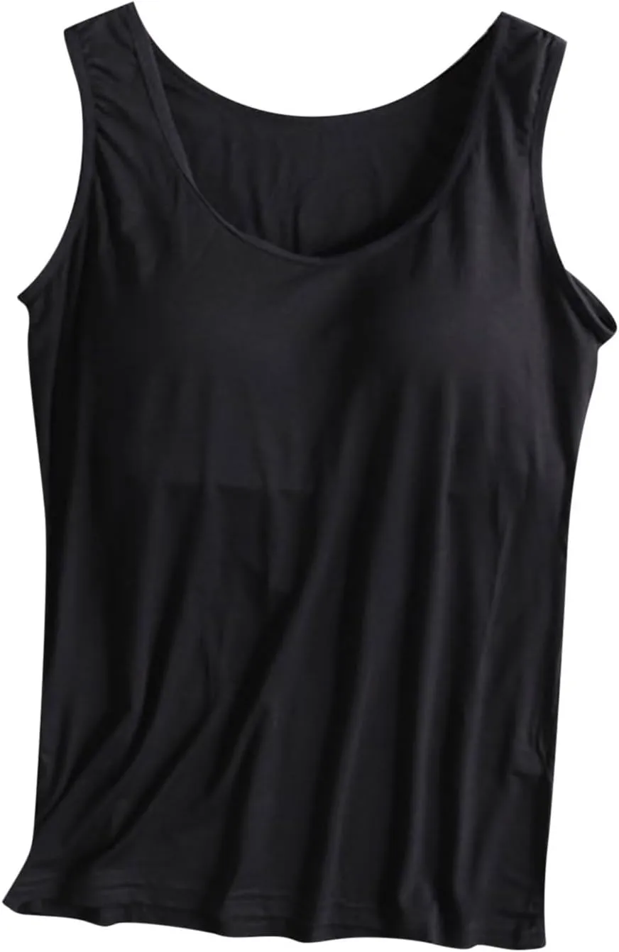 Tank Top with Built in Bra for Women Sleeveless Workout Tops Shelf Bra Tank Tops Soft Sleep Racerback Camis Yoga Shirt