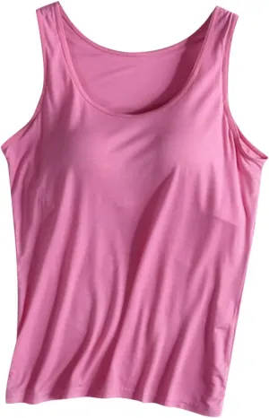 Tank Top with Built in Bra for Women Sleeveless Workout Tops Shelf Bra Tank Tops Soft Sleep Racerback Camis Yoga Shirt