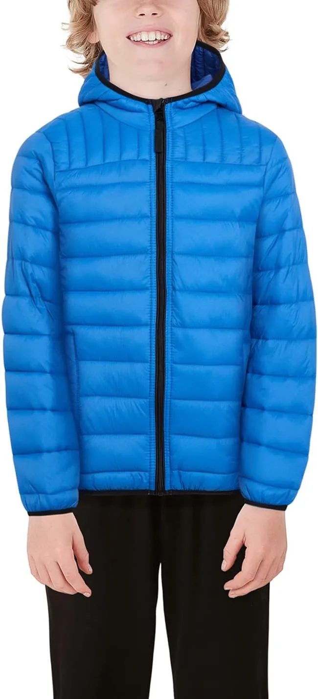URBAN REPUBLIC Boys Puffer Jacket - Insulated Water Resistant Winter Bubble Coat for Boys with Packable Hood (Sizes: 4-20)