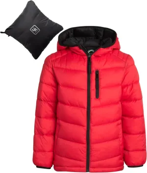 URBAN REPUBLIC Boys Puffer Jacket - Insulated Water Resistant Winter Bubble Coat for Boys with Packable Hood (Sizes: 4-20)