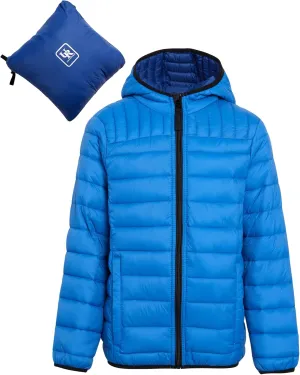 URBAN REPUBLIC Boys Puffer Jacket - Insulated Water Resistant Winter Bubble Coat for Boys with Packable Hood (Sizes: 4-20)
