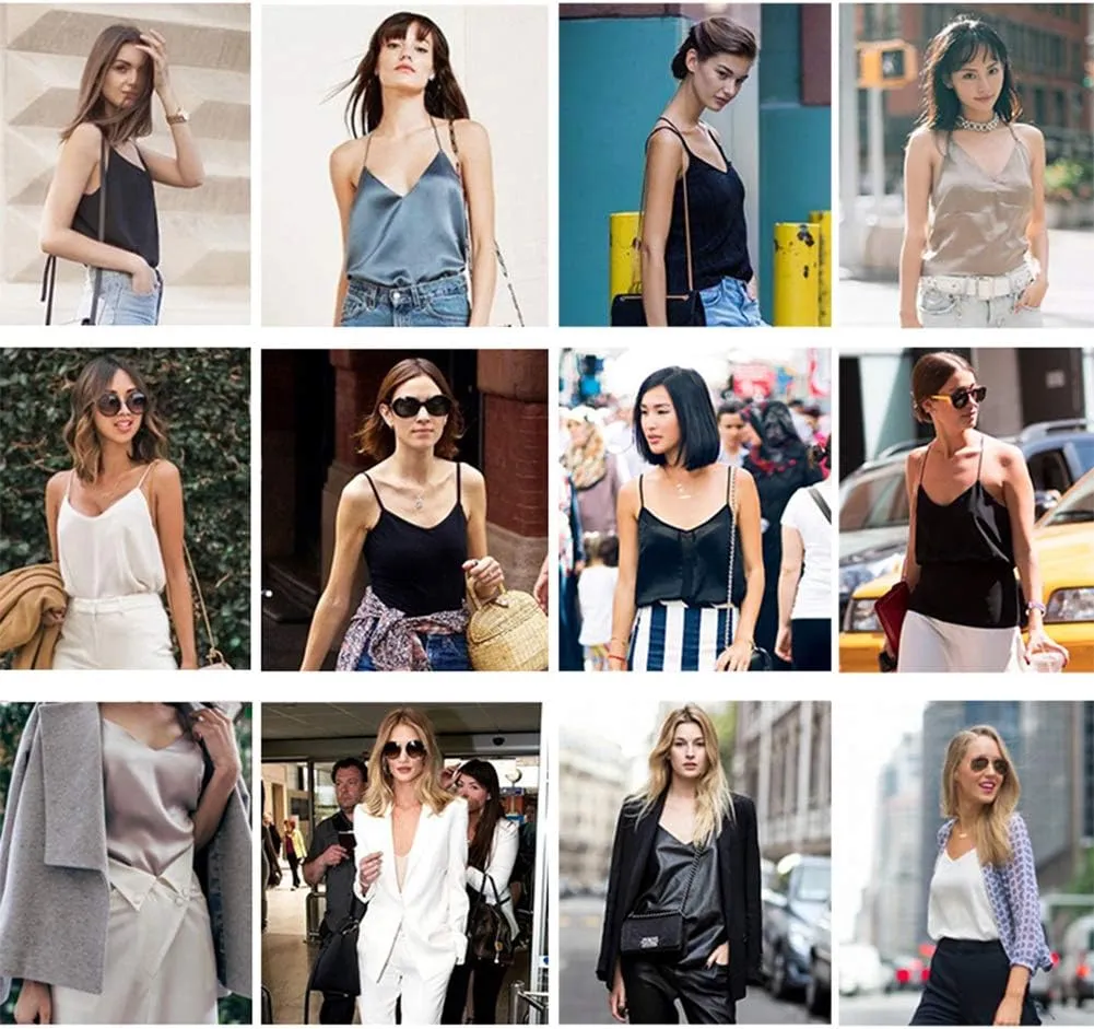 Van Royal Womens Camisole Tops Tees Tank Ladies Cami Tops Soft Satin Sexy V Neck Crop Top Elegant