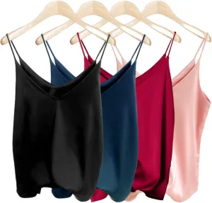 Van Royal Womens Camisole Tops Tees Tank Ladies Cami Tops Soft Satin Sexy V Neck Crop Top Elegant