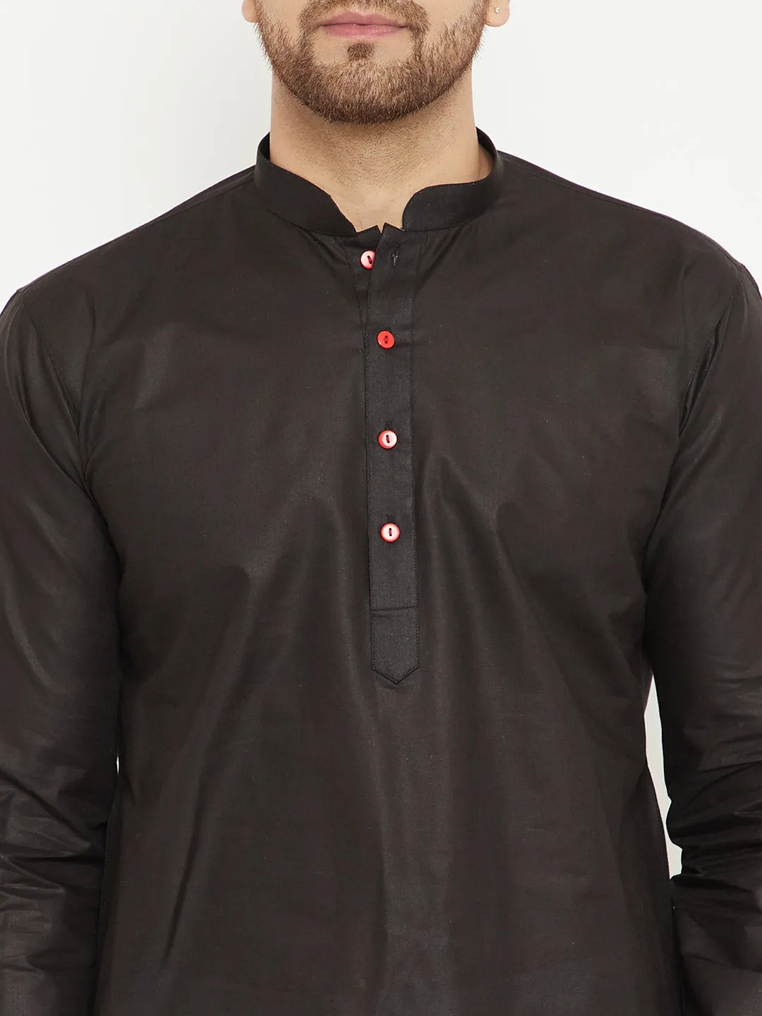 VASTRAMAY Men's Black & White Kurta Churidar