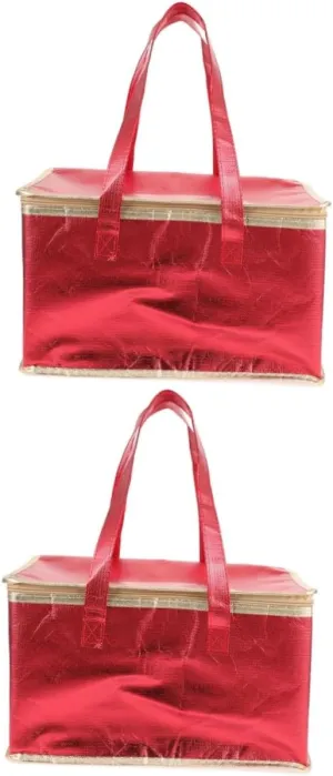 VOSAREA 2pcs Thermal Pizza Bag Insulated Food Carrying Bag Zipper Handles Flat Bottom for Stable Use