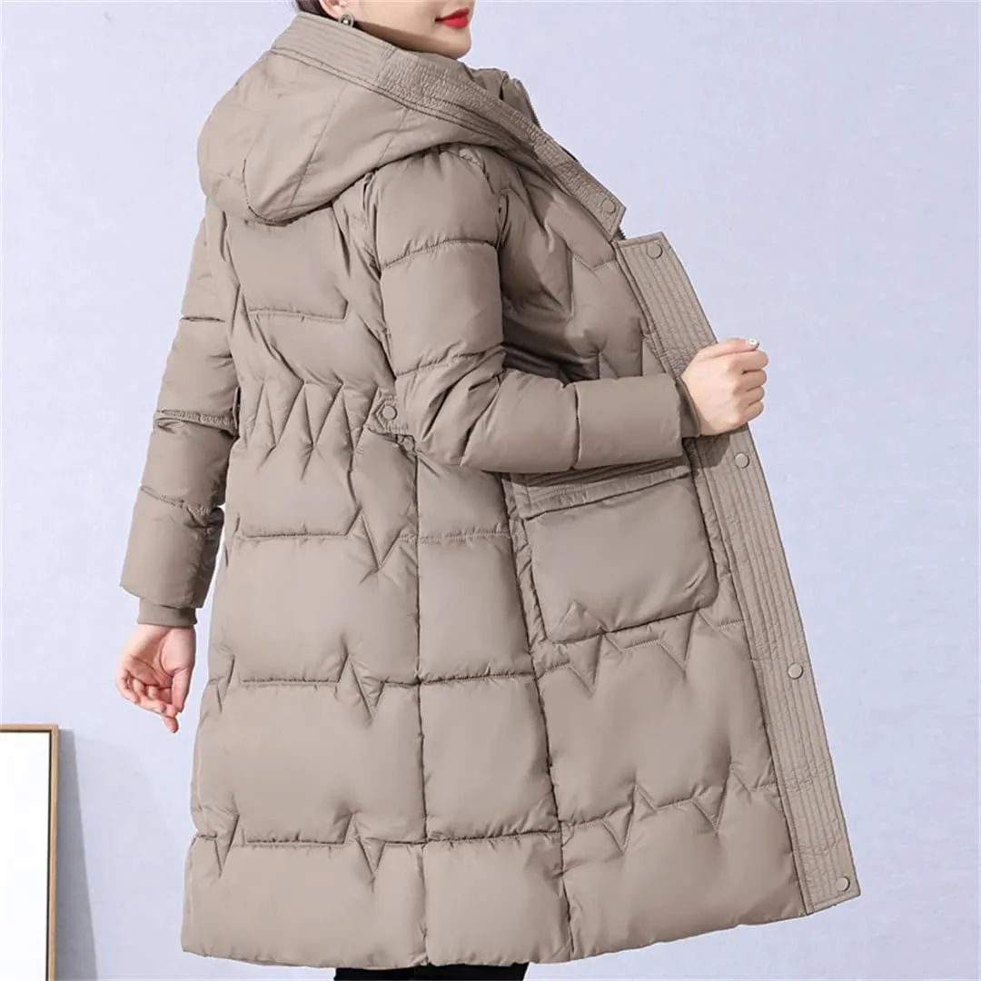 Winter Long Coat For Women Casual Thick Warm Cotton Padded Parka Female Winter Hooded Jackets