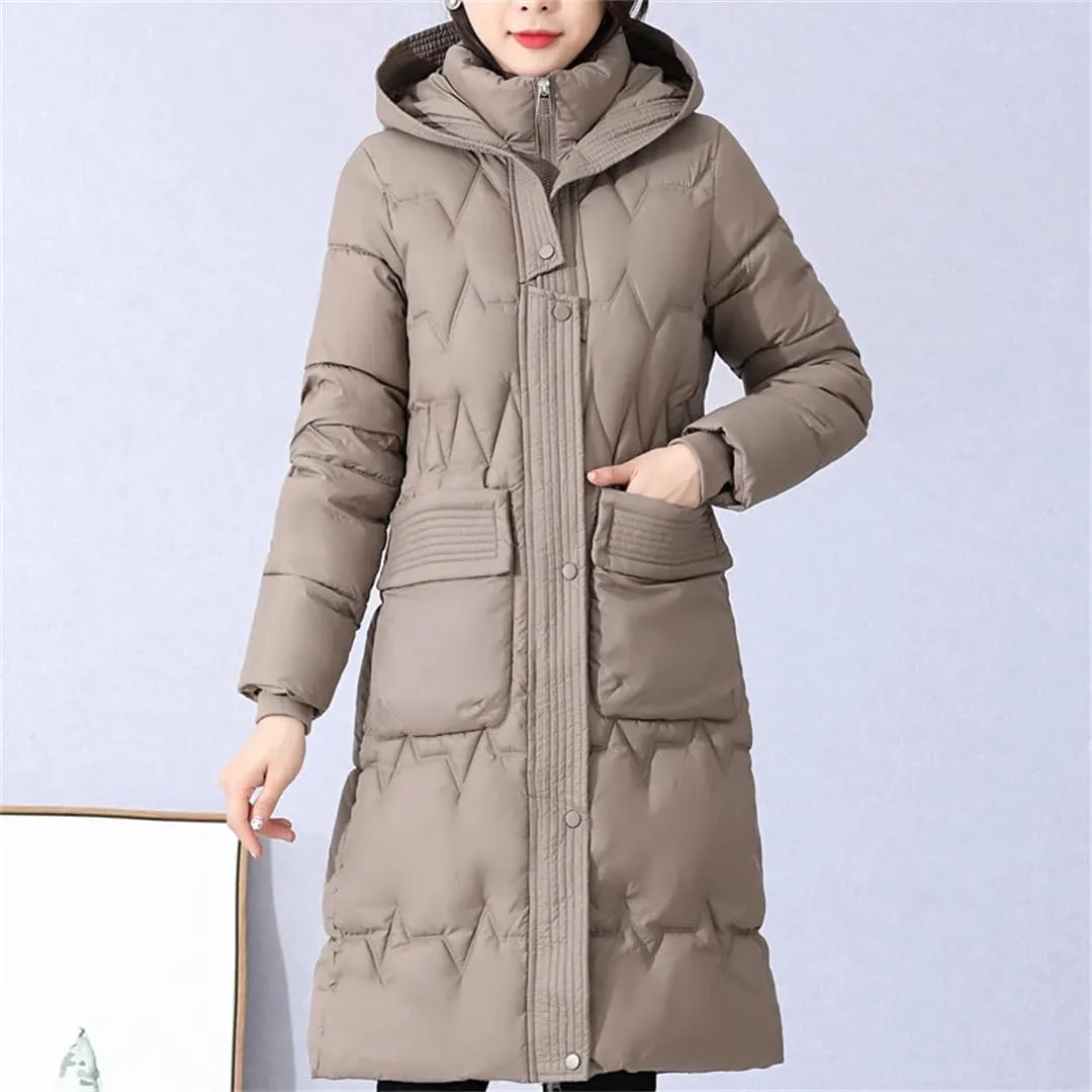 Winter Long Coat For Women Casual Thick Warm Cotton Padded Parka Female Winter Hooded Jackets