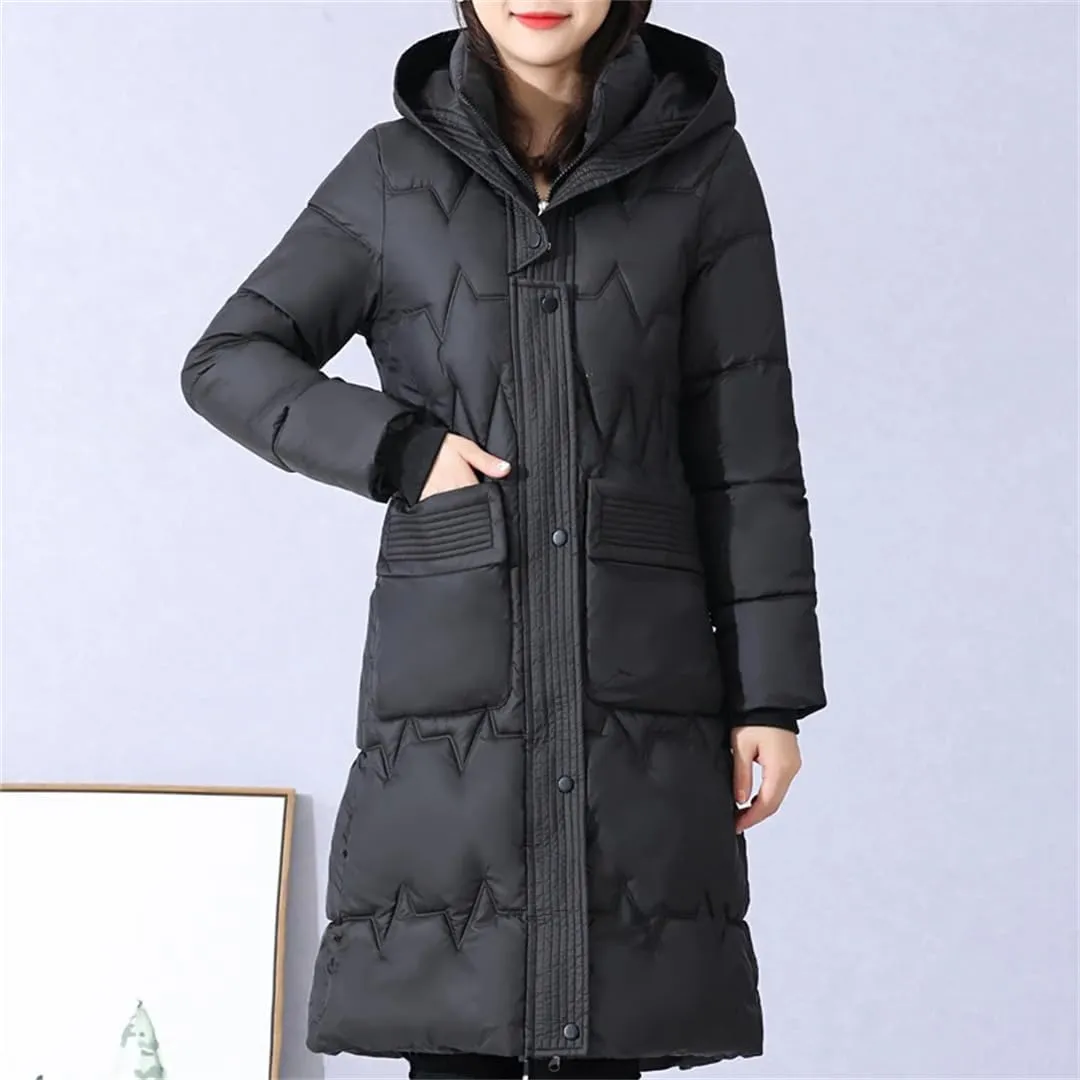 Winter Long Coat For Women Casual Thick Warm Cotton Padded Parka Female Winter Hooded Jackets