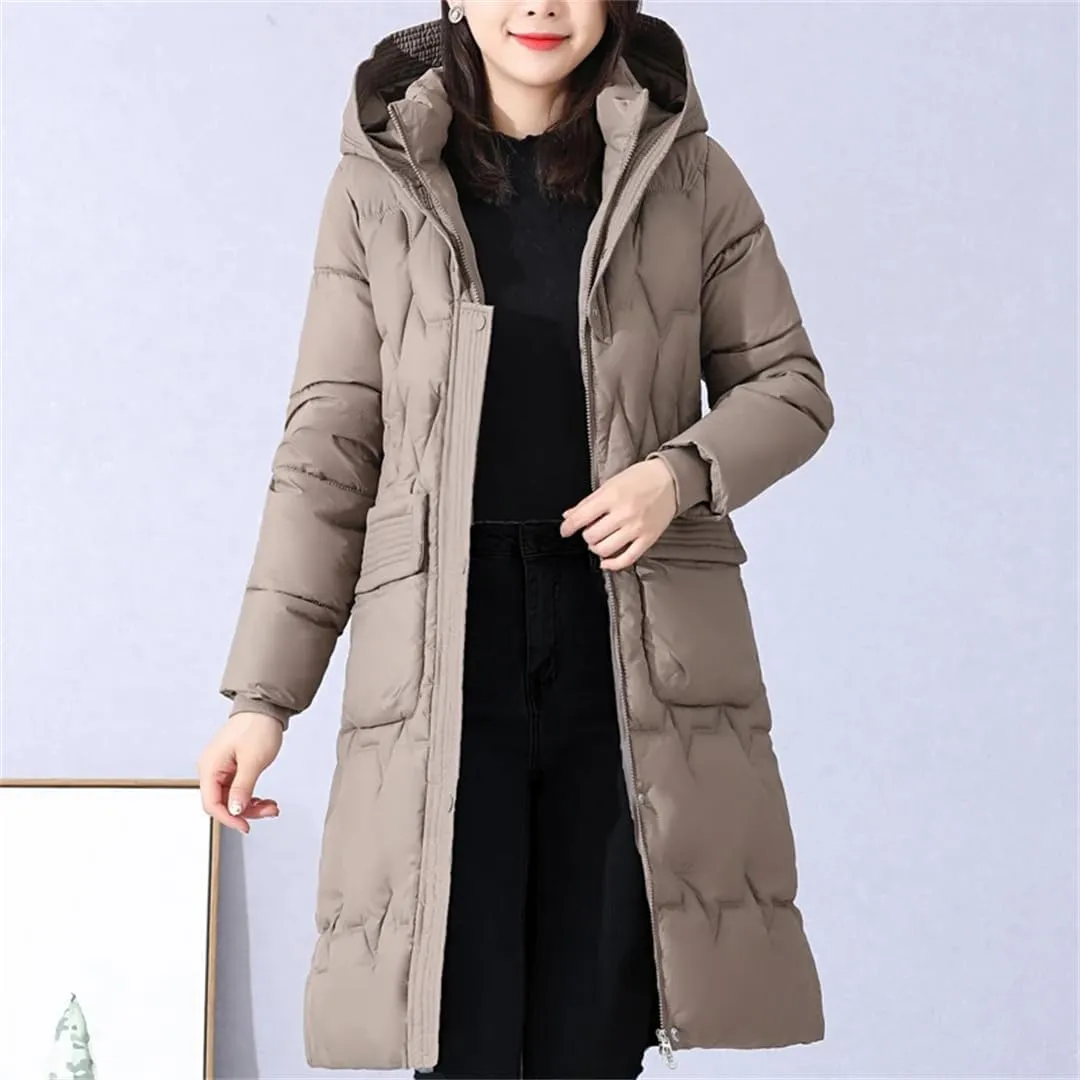 Winter Long Coat For Women Casual Thick Warm Cotton Padded Parka Female Winter Hooded Jackets