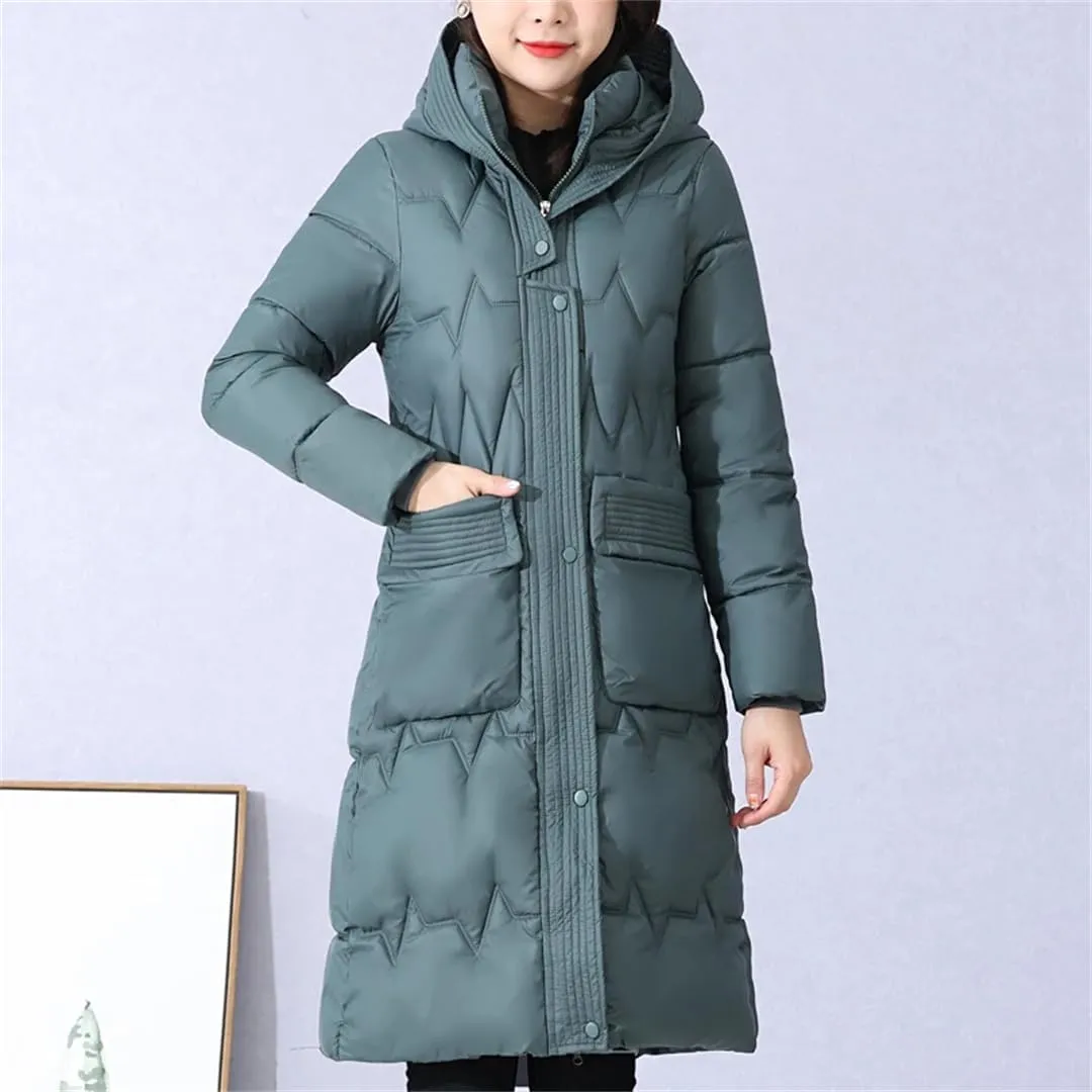 Winter Long Coat For Women Casual Thick Warm Cotton Padded Parka Female Winter Hooded Jackets