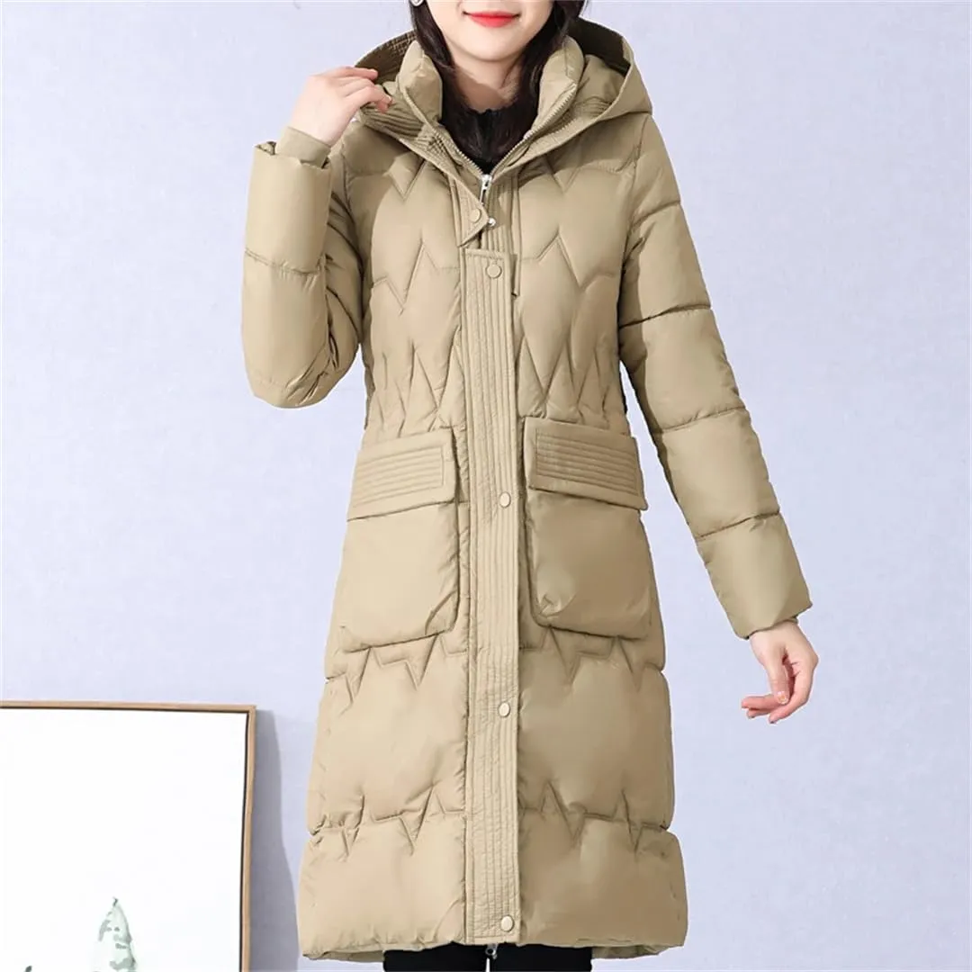Winter Long Coat For Women Casual Thick Warm Cotton Padded Parka Female Winter Hooded Jackets