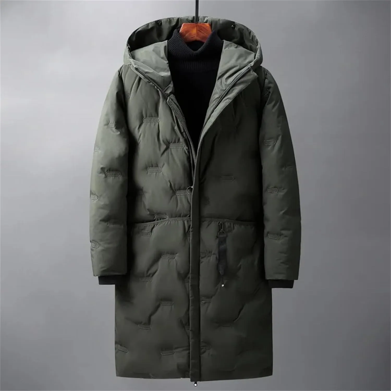 Winter Long Down Jackets Coats Hooded Thick Warm Parka Male Outdoor Cotton Padded Parka