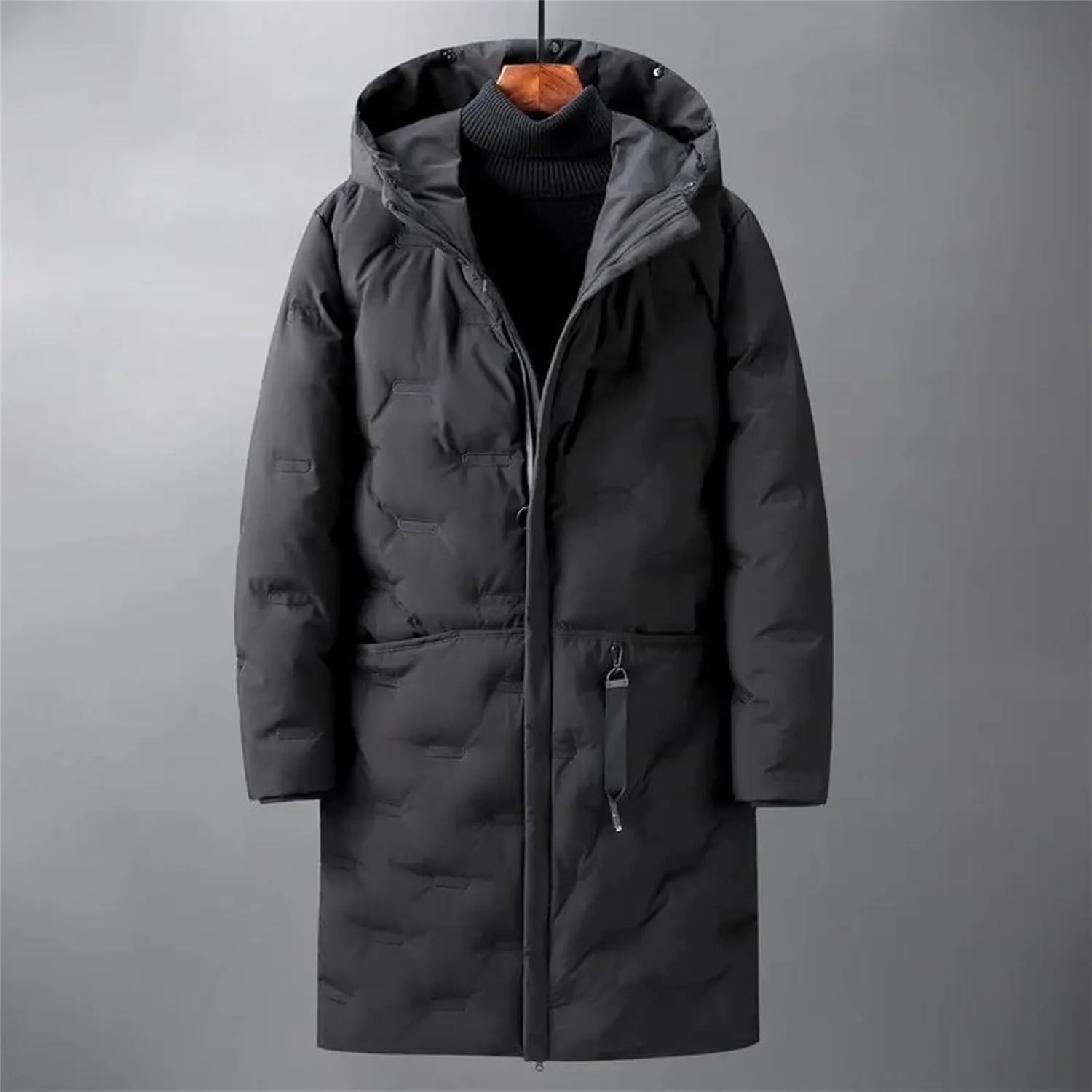 Winter Long Down Jackets Coats Hooded Thick Warm Parka Male Outdoor Cotton Padded Parka