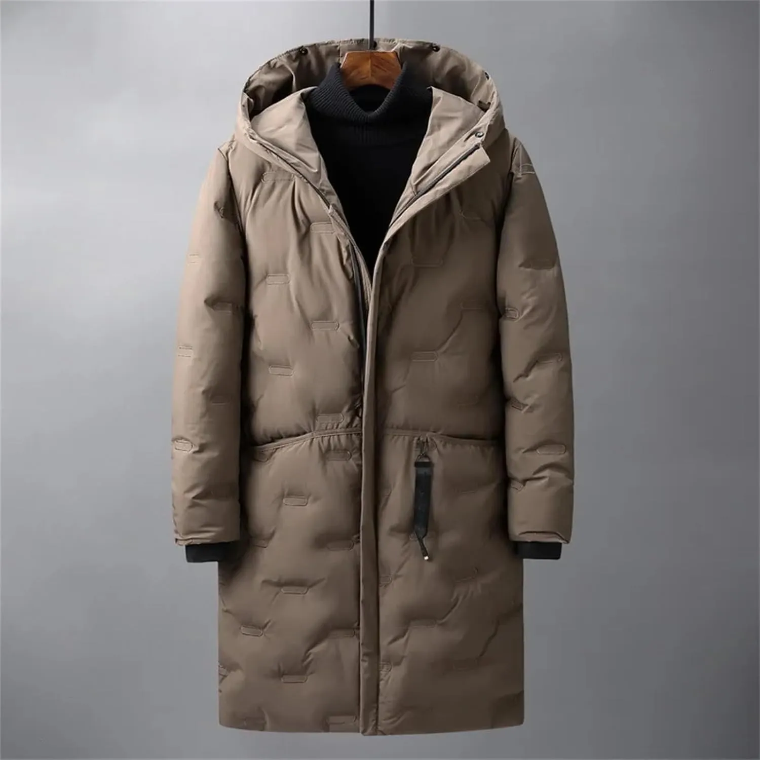 Winter Long Down Jackets Coats Hooded Thick Warm Parka Male Outdoor Cotton Padded Parka