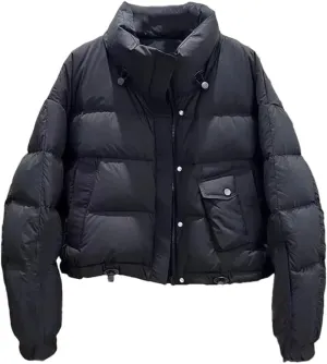 Women Stand Collar Cotton Padded Coat Solid Parka Jacket Thick Loose Puffer Jackets Outwear