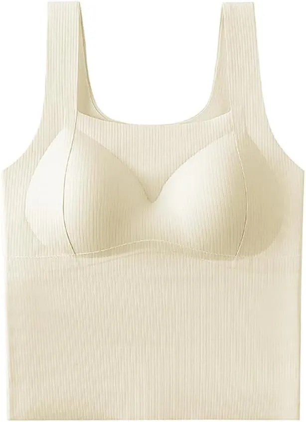 Womens Built-in Bra Padded Camisole Tanks Tops, Women's Compression Camisole, Womens Tank Tops Ultra-Soft Nylon Seamless and