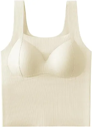 Womens Built-in Bra Padded Camisole Tanks Tops, Women's Compression Camisole, Womens Tank Tops Ultra-Soft Nylon Seamless and