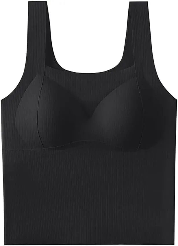 Womens Built-in Bra Padded Camisole Tanks Tops, Women's Compression Camisole, Womens Tank Tops Ultra-Soft Nylon Seamless and
