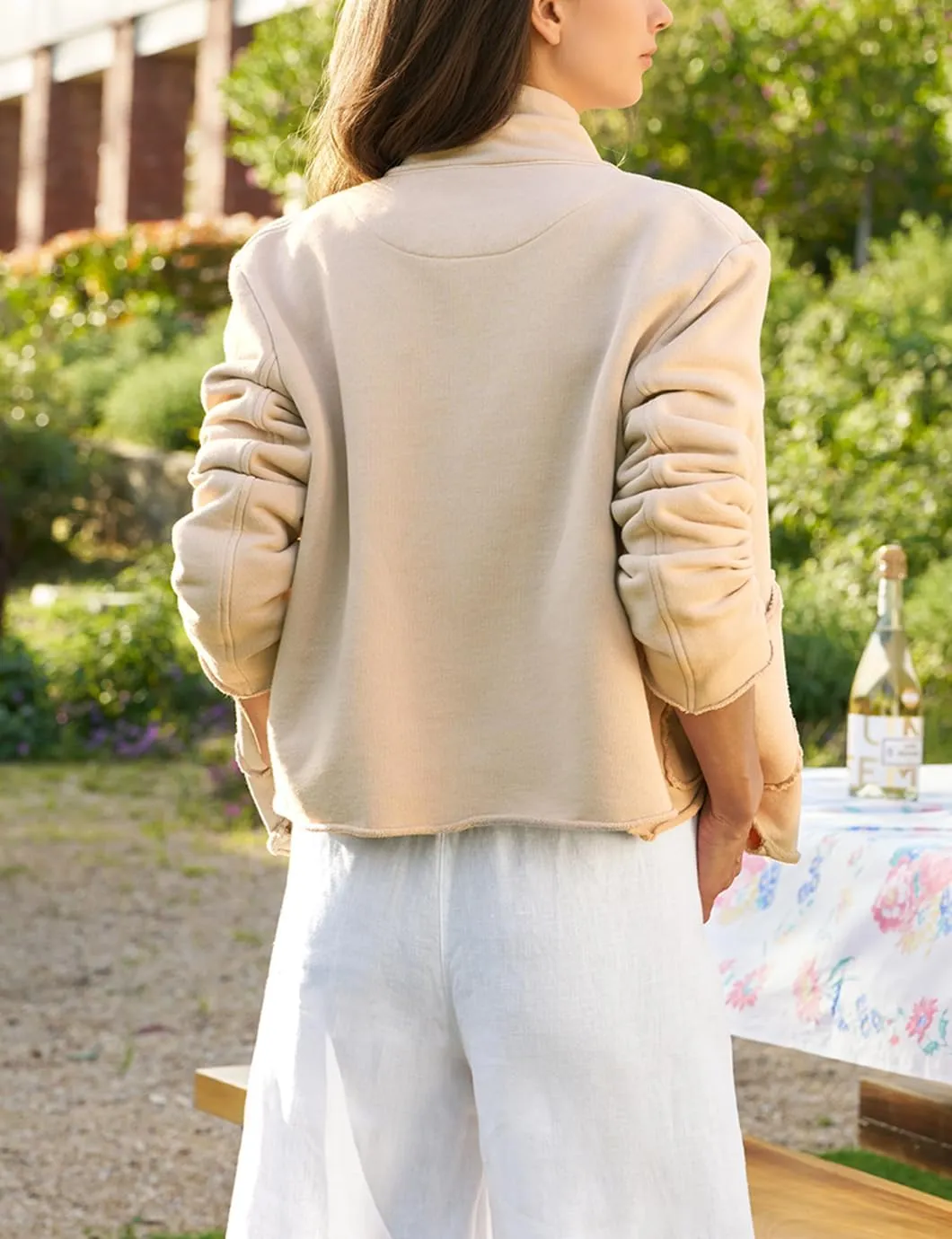 Women's Cropped Pea Coat Notched Lapel Double Breasted Trench Overcoat Blazer Jacket with Pockets