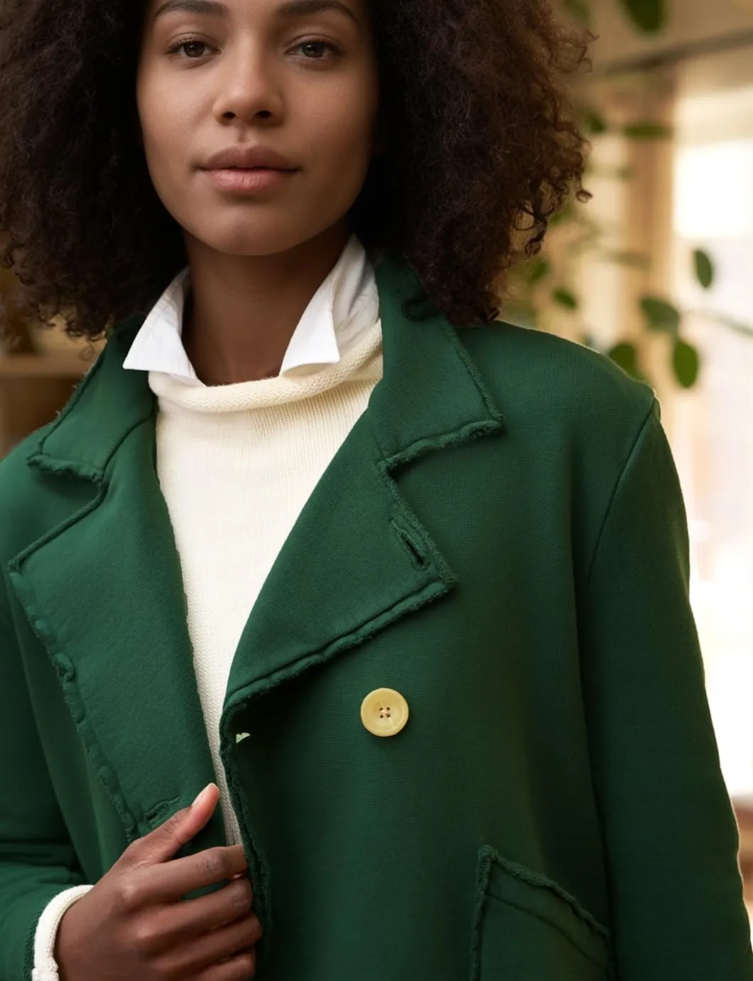Women's Cropped Pea Coat Notched Lapel Double Breasted Trench Overcoat Blazer Jacket with Pockets