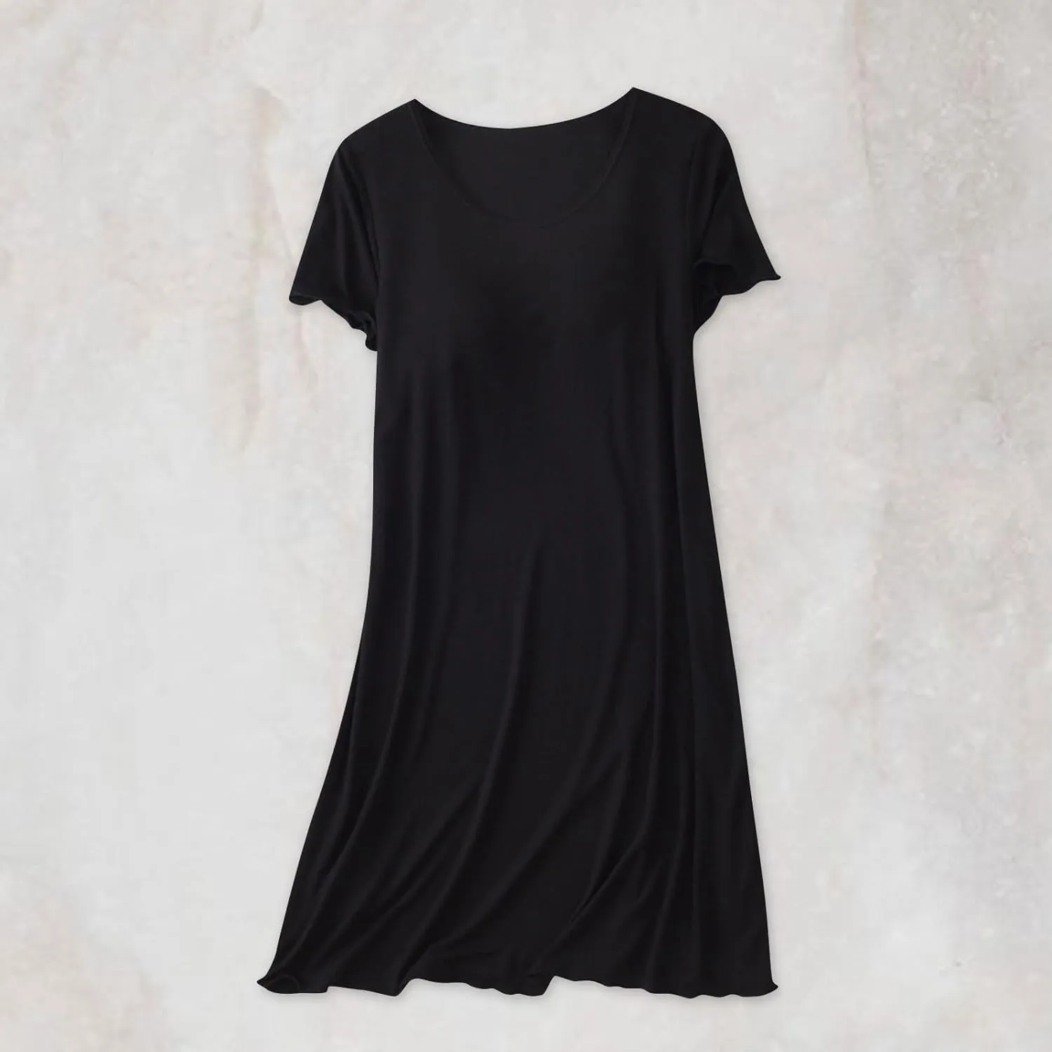 Womens Soft Nightgown Short Sleeve Nightshirt with Built in Bra Solid Sleepwear Comfy Loungewear Pajamas