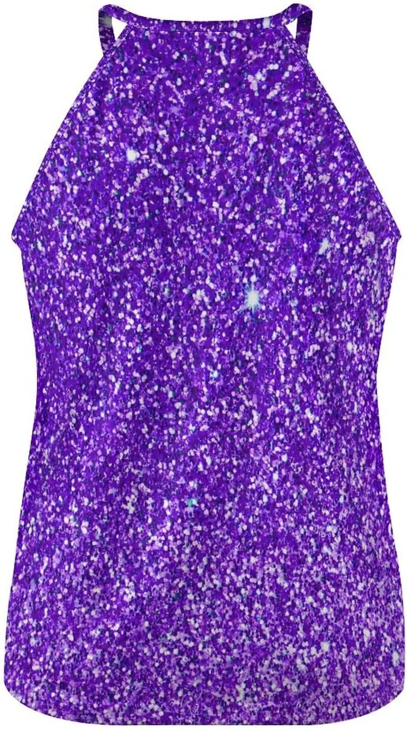 Women's Soft Summer Tank Tops, Sleeveless High Neck Camisoles with Flowy Halter Straps
