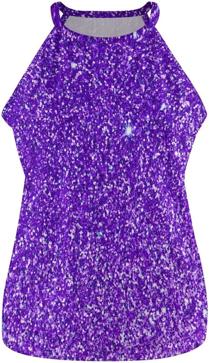 Women's Soft Summer Tank Tops, Sleeveless High Neck Camisoles with Flowy Halter Straps