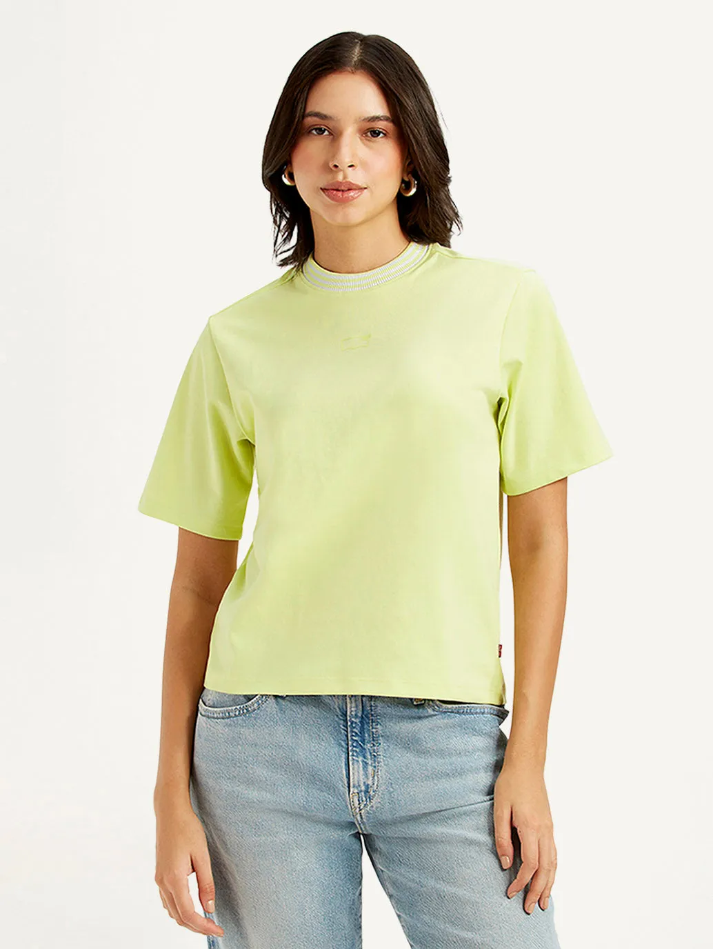 Women's Solid Collar Neck T-shirt