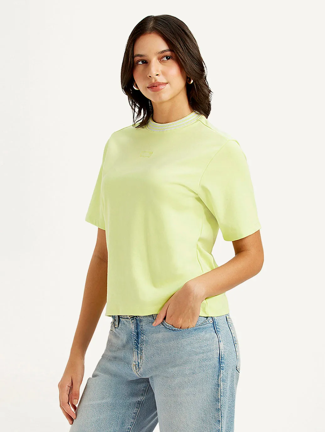 Women's Solid Collar Neck T-shirt