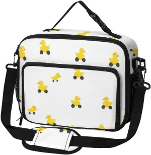 Yellow Rubber Ducks Car Large Insulated Lunch Bag Reusable Lunch Cooler Bags Tote for Work Picnic Outdoor